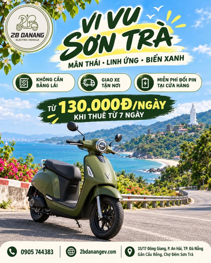 Vi vu Sơn Trà cùng xe máy điện VinFast Evo Lite